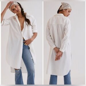 Anthropologie White Maxi Poplin Button-down; Sizes: XS, SM, M; NWT Retail $168